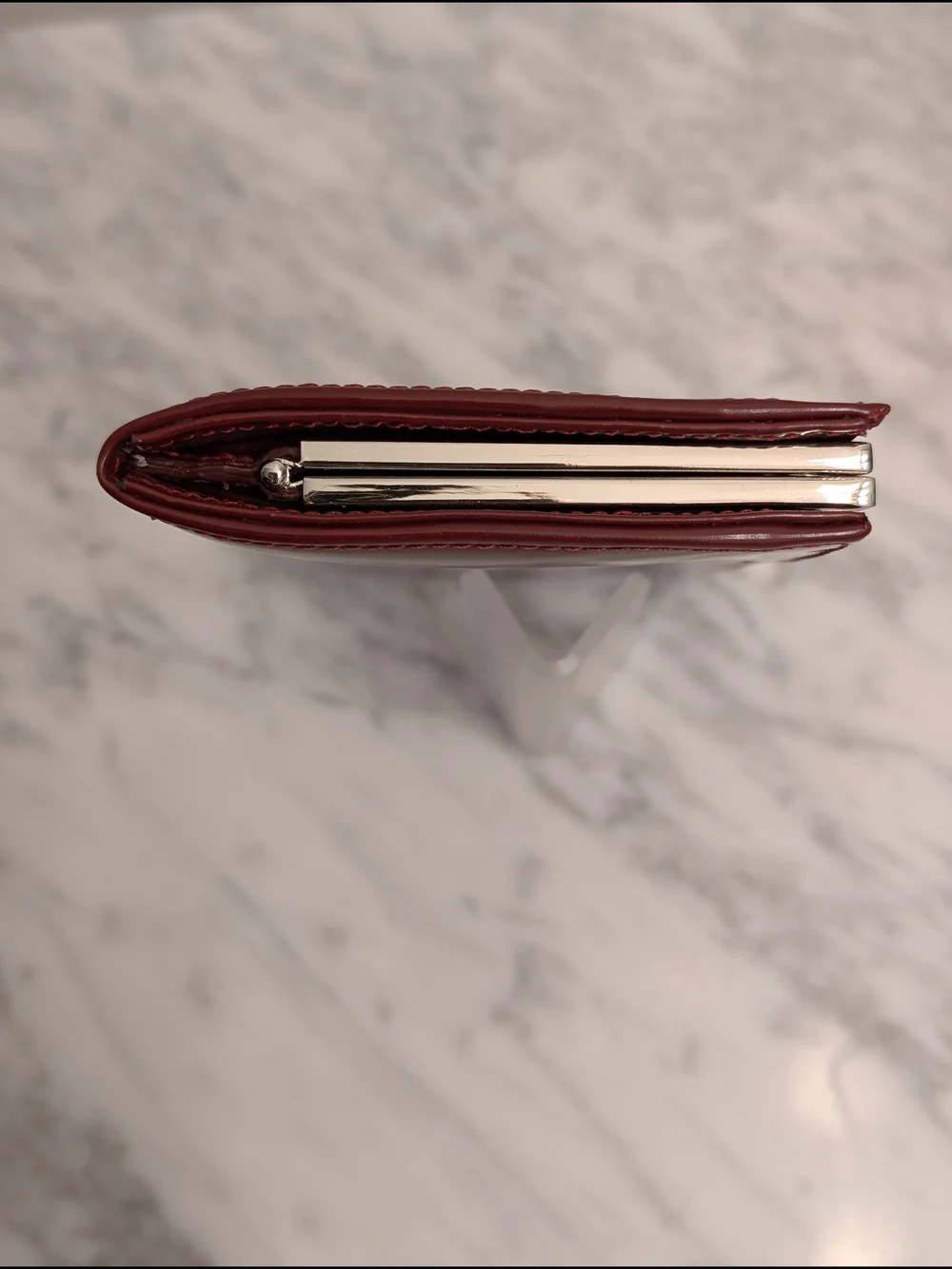 Nine West Burgundy Leather Wallet with Gold  Kisslock